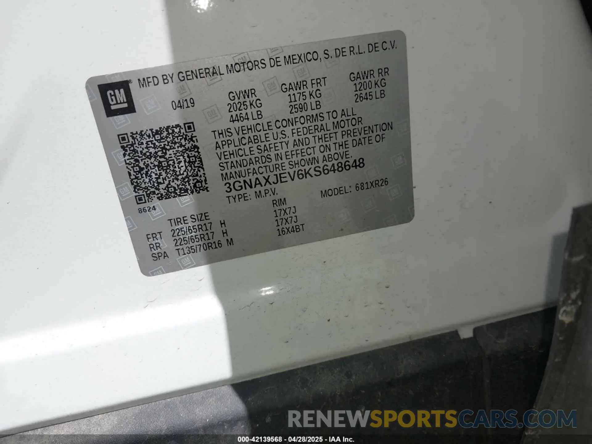 9 Photograph of a damaged car 3GNAXJEV6KS648648 CHEVROLET EQUINOX 2019