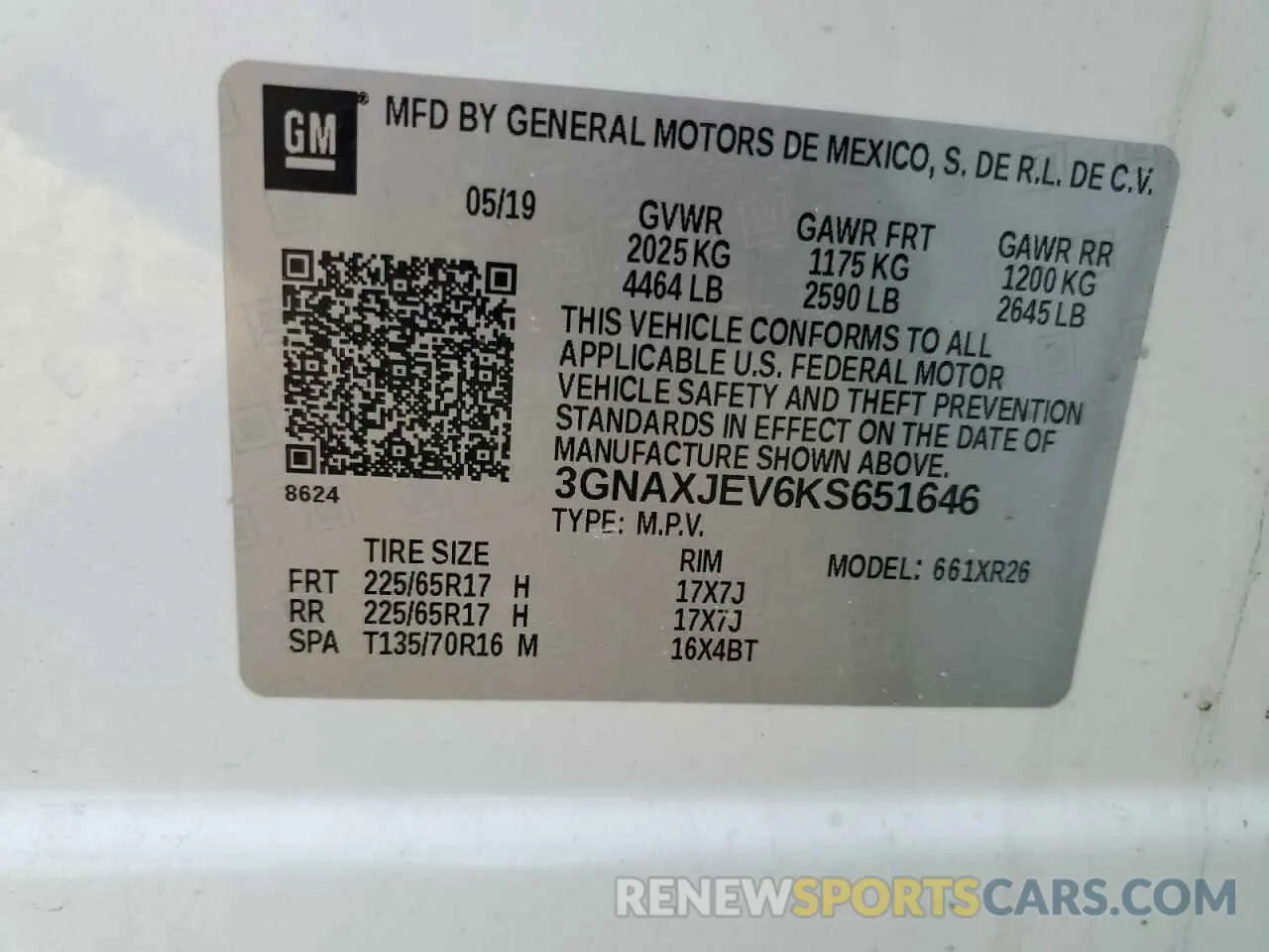 13 Photograph of a damaged car 3GNAXJEV6KS651646 CHEVROLET EQUINOX 2019