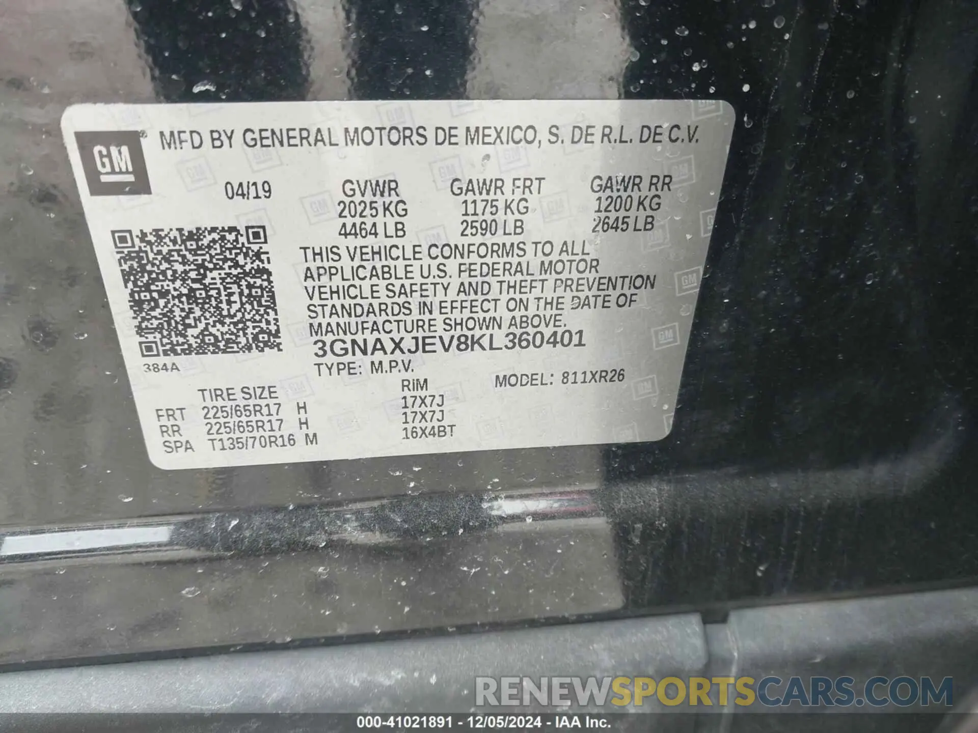 9 Photograph of a damaged car 3GNAXJEV8KL360401 CHEVROLET EQUINOX 2019