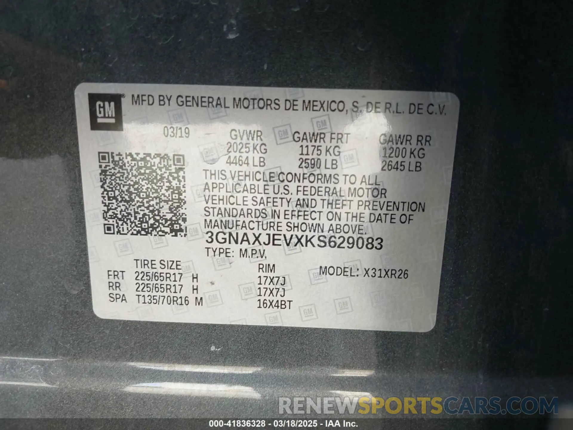 9 Photograph of a damaged car 3GNAXJEVXKS629083 CHEVROLET EQUINOX 2019