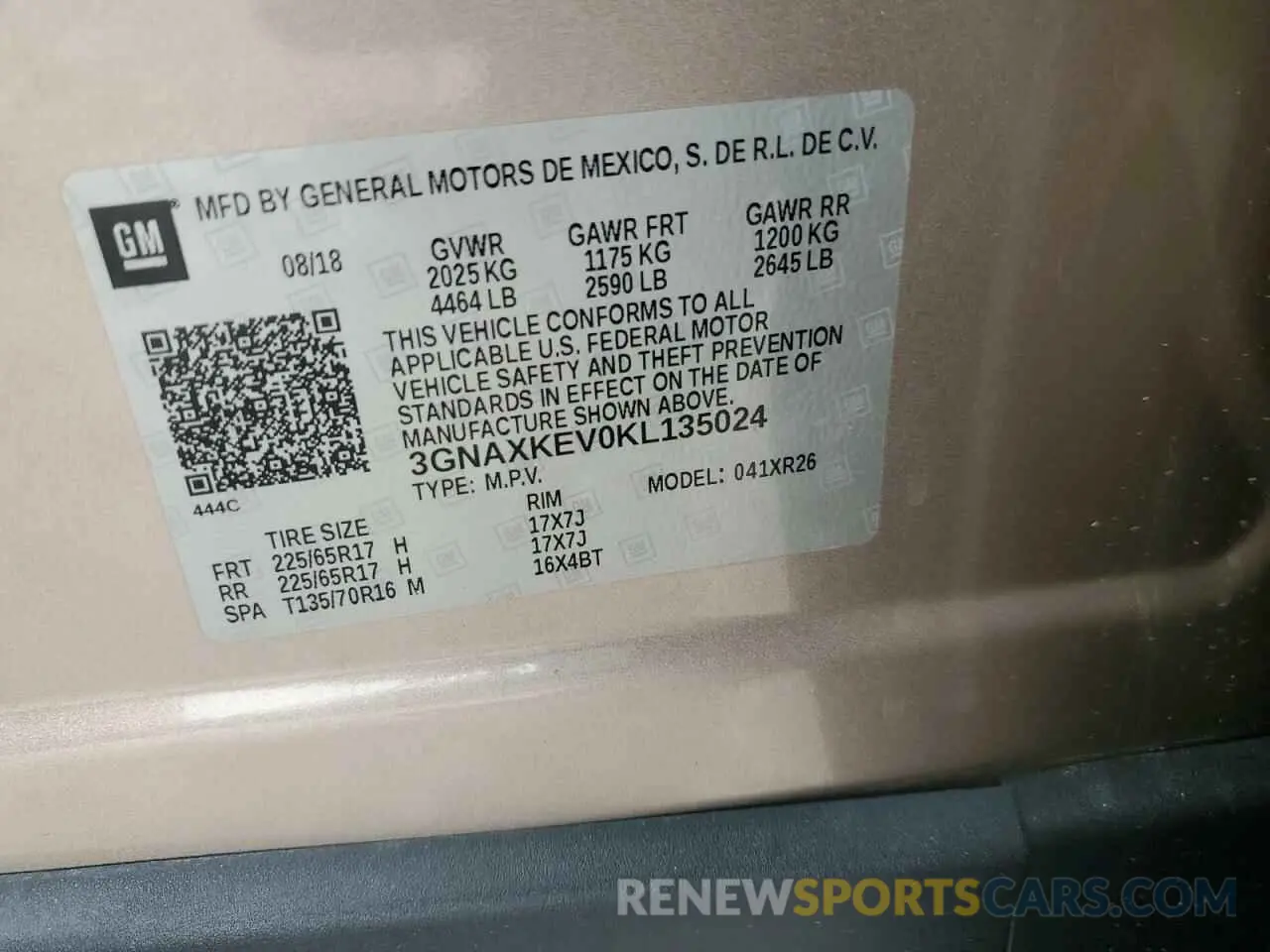 13 Photograph of a damaged car 3GNAXKEV0KL135024 CHEVROLET EQUINOX 2019