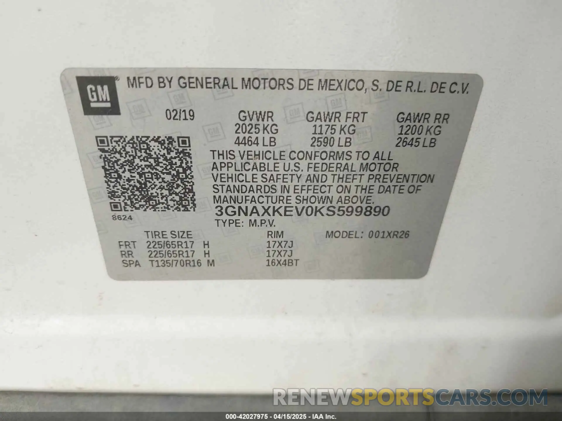 9 Photograph of a damaged car 3GNAXKEV0KS599890 CHEVROLET EQUINOX 2019