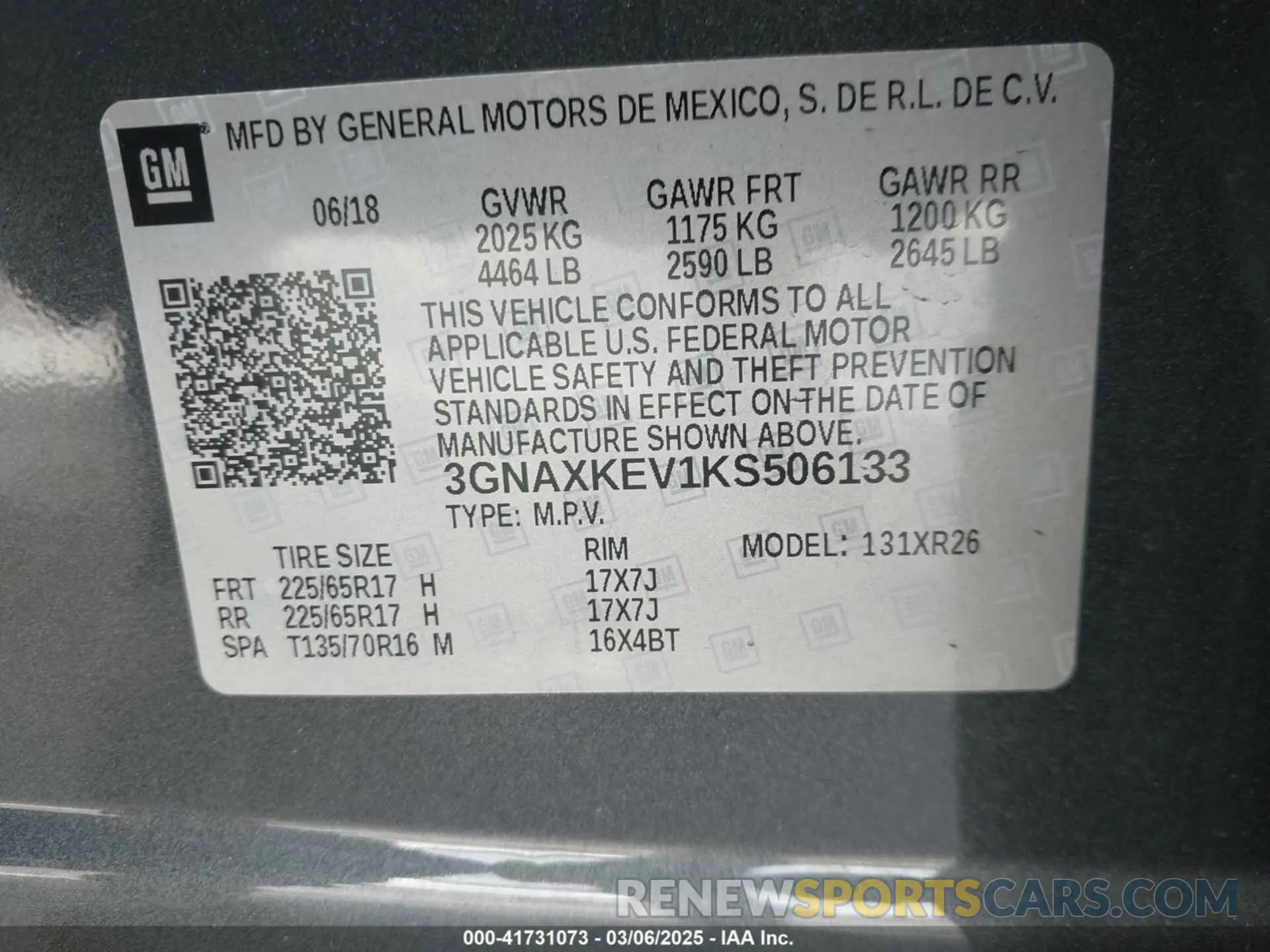 9 Photograph of a damaged car 3GNAXKEV1KS506133 CHEVROLET EQUINOX 2019
