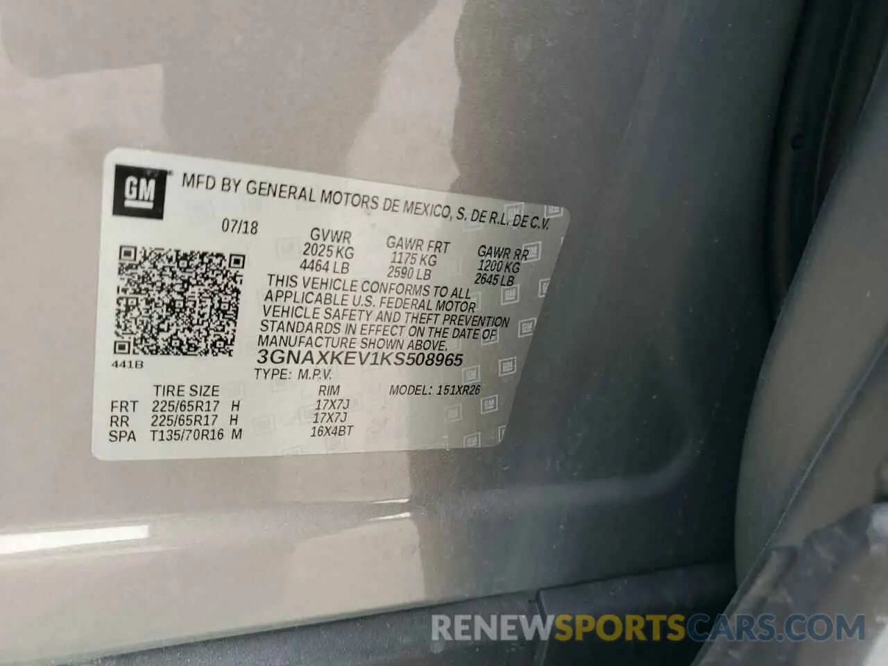 12 Photograph of a damaged car 3GNAXKEV1KS508965 CHEVROLET EQUINOX 2019