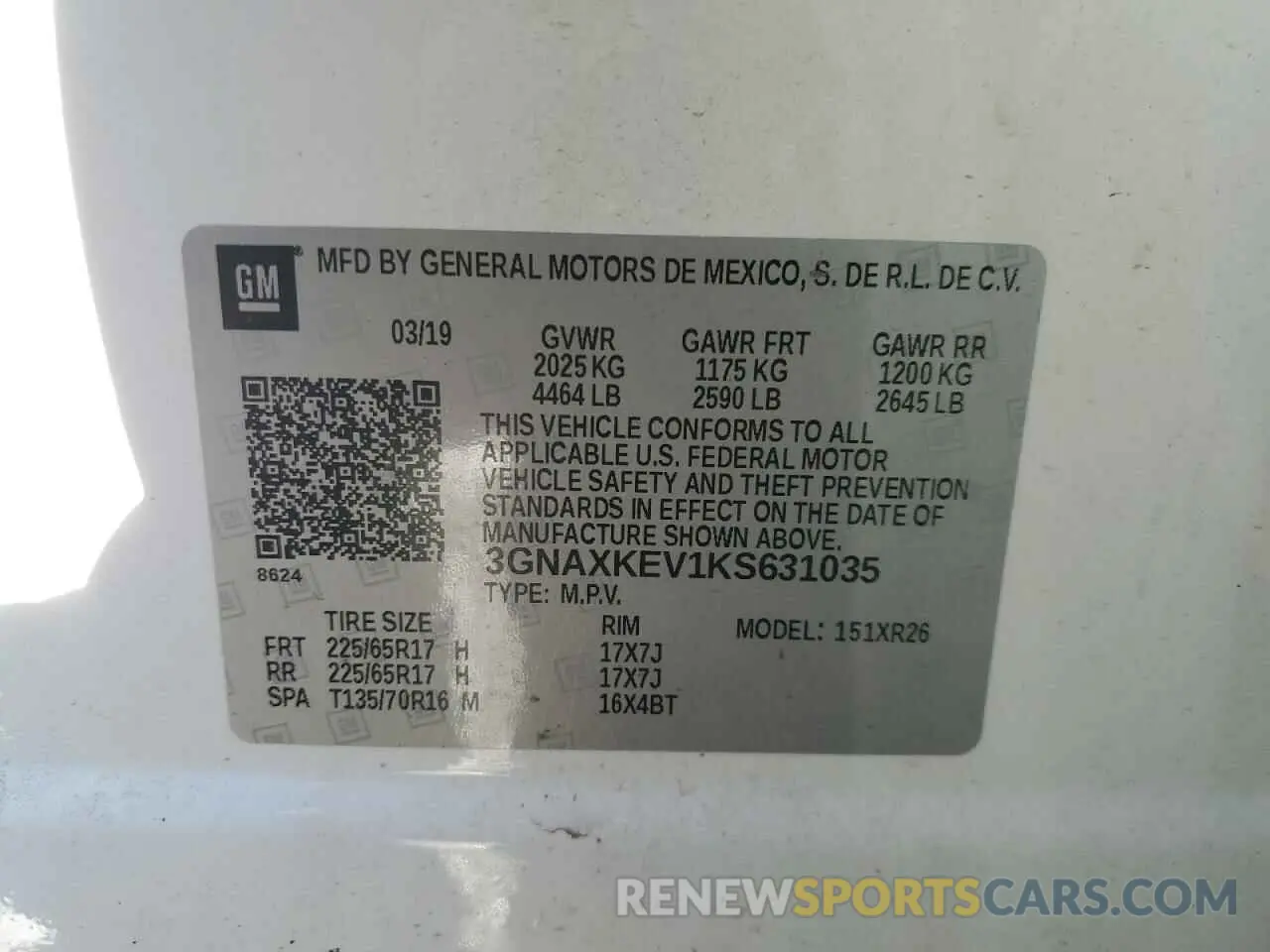 13 Photograph of a damaged car 3GNAXKEV1KS631035 CHEVROLET EQUINOX 2019