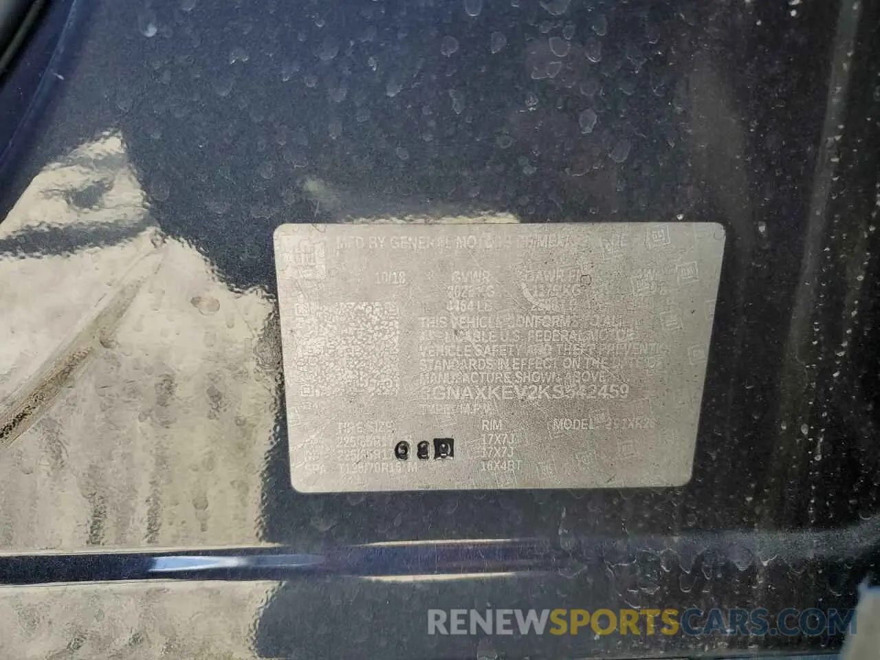 13 Photograph of a damaged car 3GNAXKEV2KS542459 CHEVROLET EQUINOX 2019