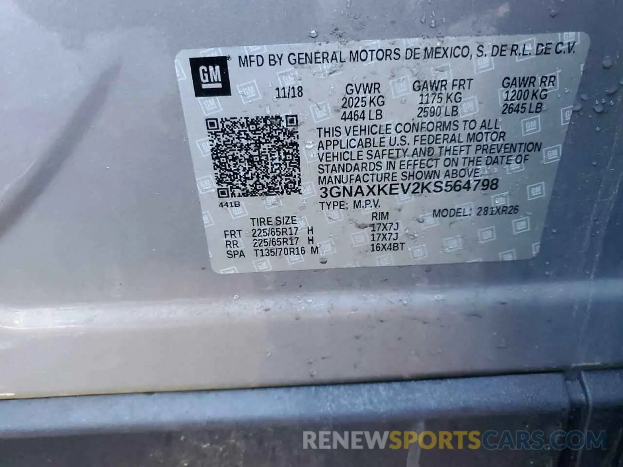 13 Photograph of a damaged car 3GNAXKEV2KS564798 CHEVROLET EQUINOX 2019