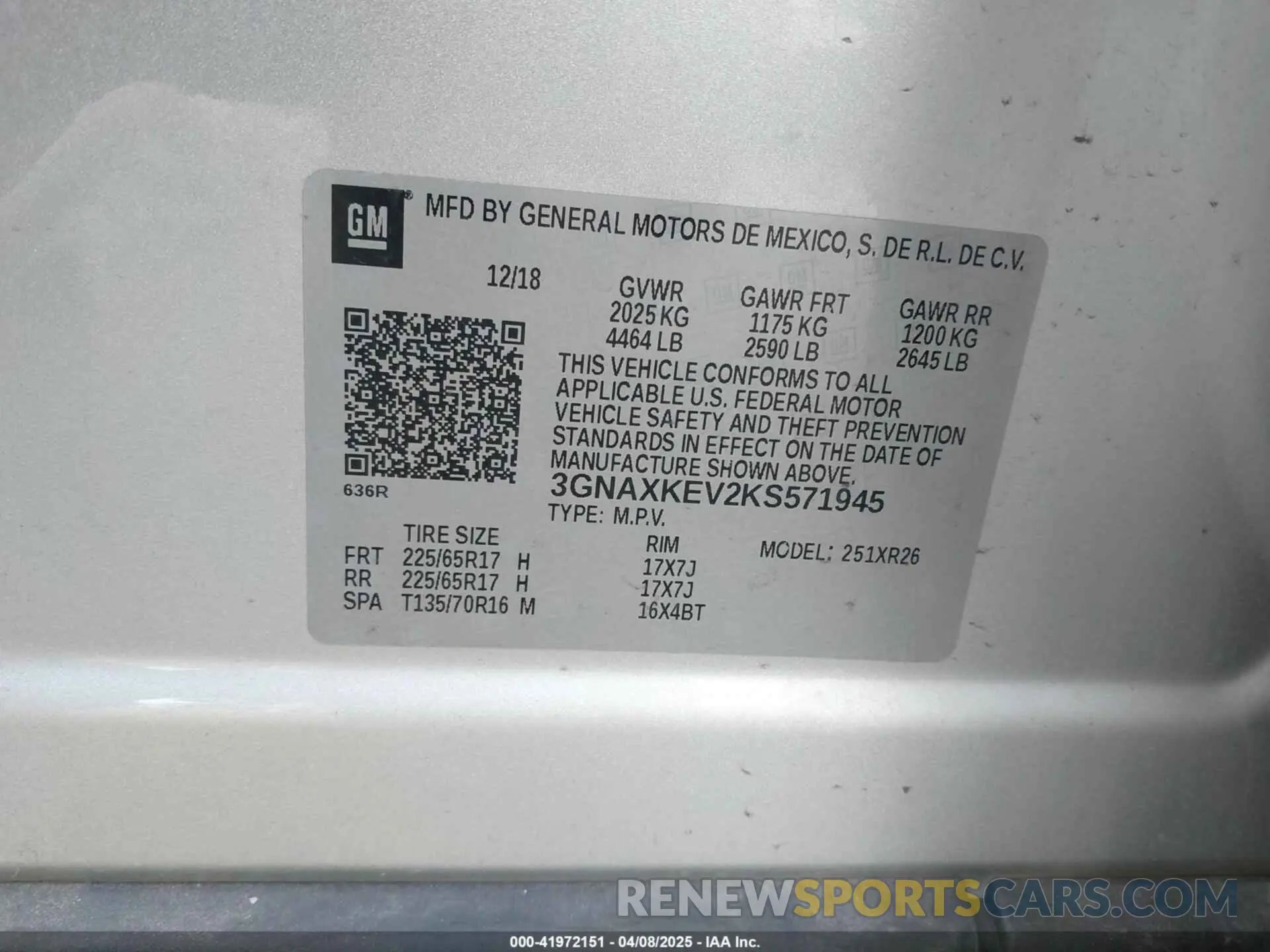 9 Photograph of a damaged car 3GNAXKEV2KS571945 CHEVROLET EQUINOX 2019