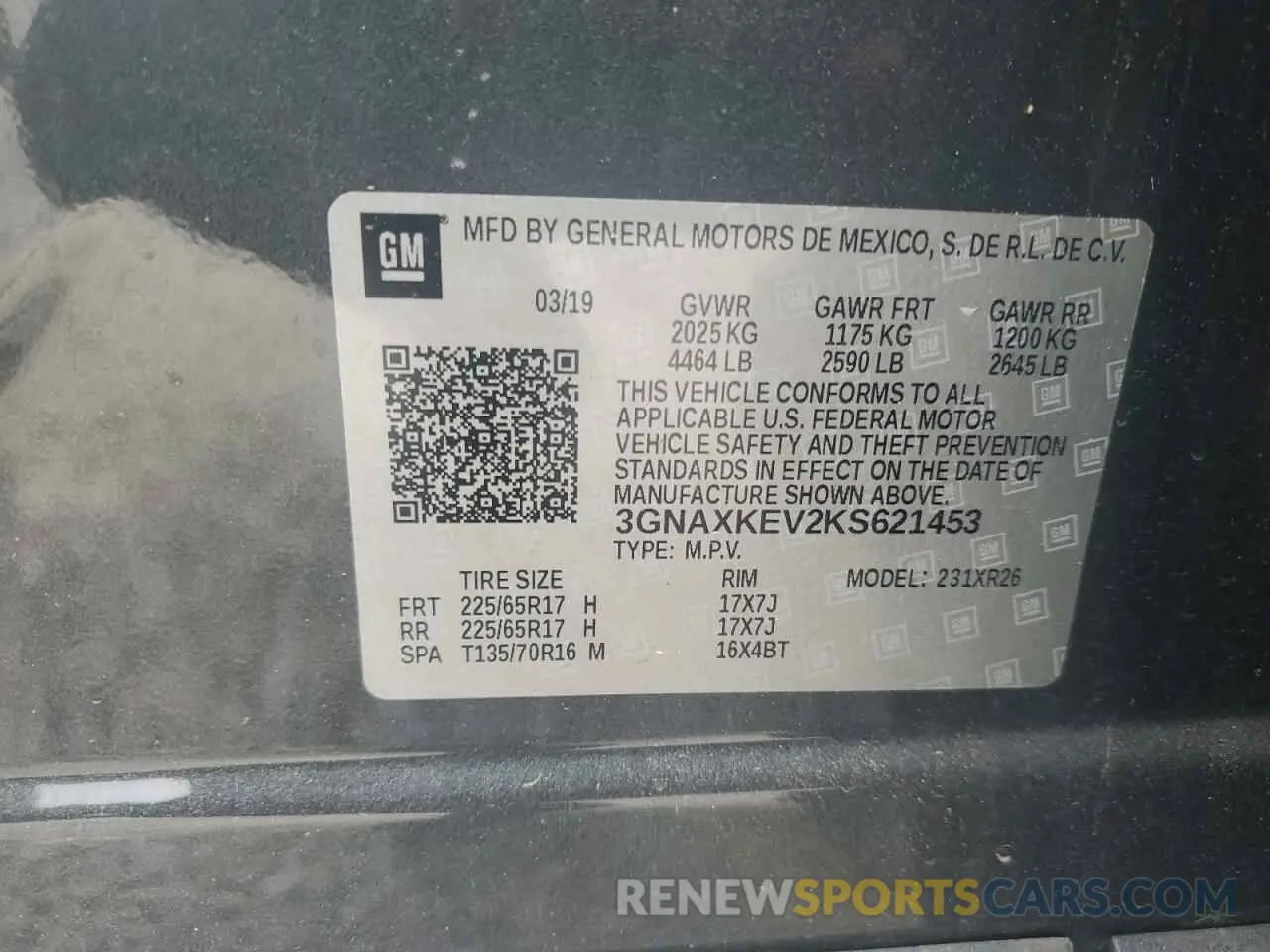 13 Photograph of a damaged car 3GNAXKEV2KS621453 CHEVROLET EQUINOX 2019