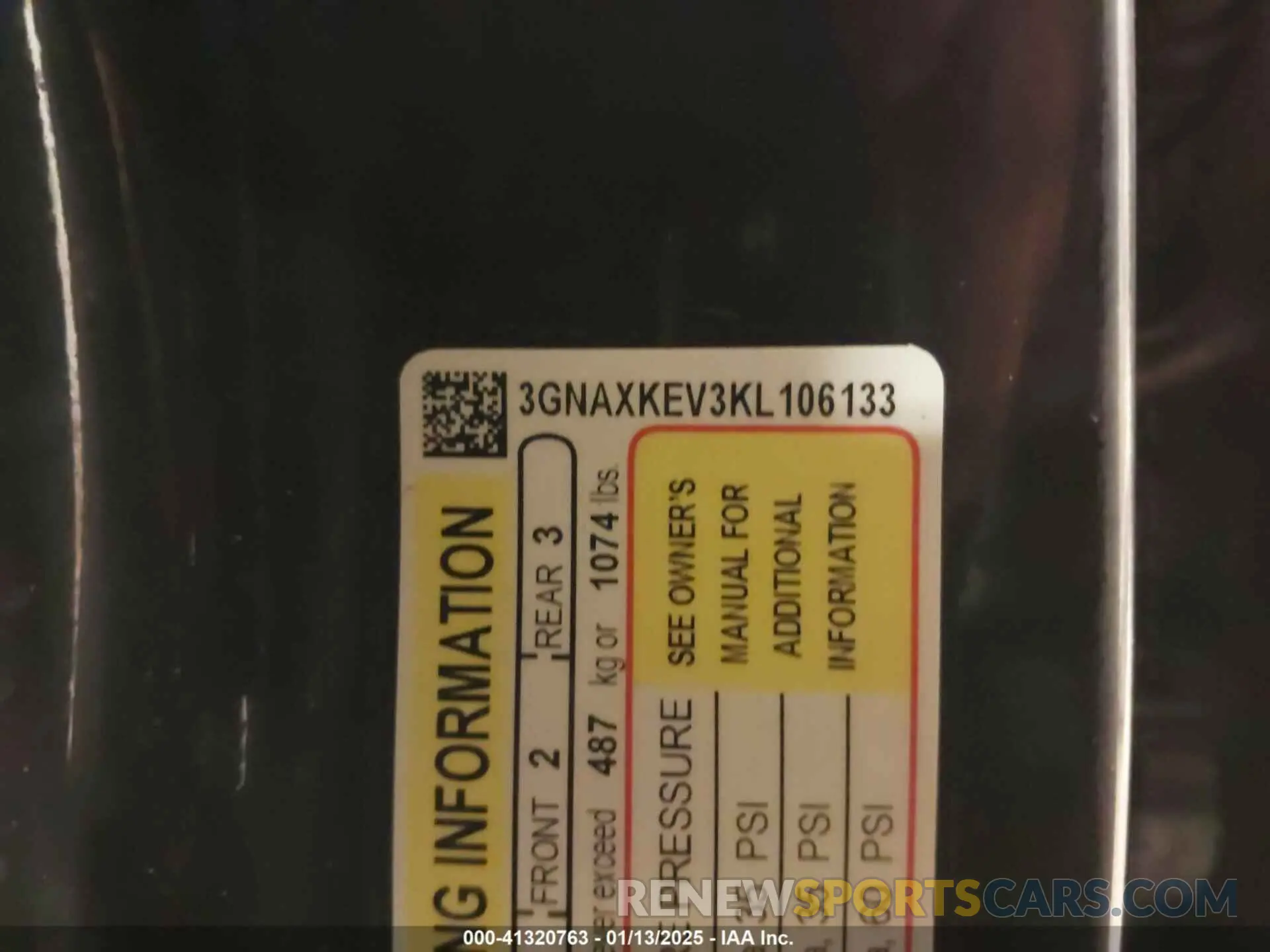 9 Photograph of a damaged car 3GNAXKEV3KL106133 CHEVROLET EQUINOX 2019