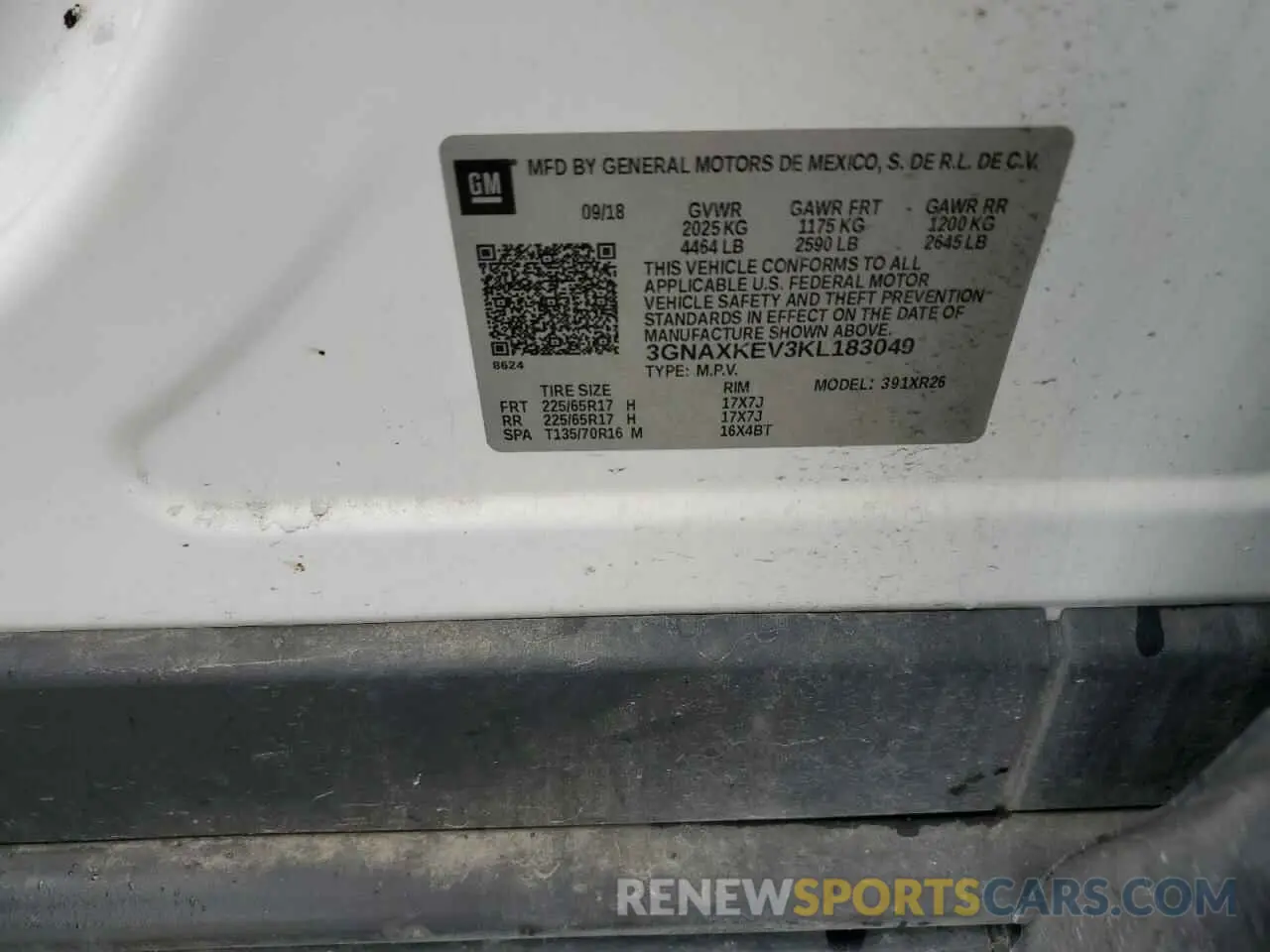 13 Photograph of a damaged car 3GNAXKEV3KL183049 CHEVROLET EQUINOX 2019