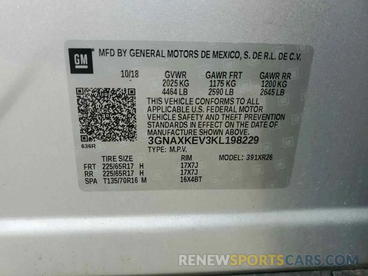 13 Photograph of a damaged car 3GNAXKEV3KL198229 CHEVROLET EQUINOX 2019