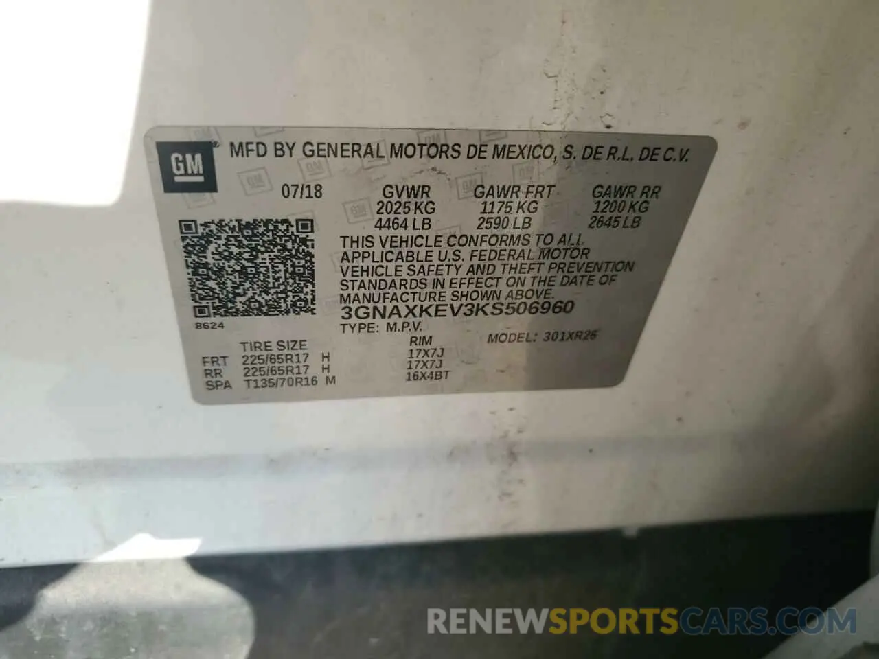 13 Photograph of a damaged car 3GNAXKEV3KS506960 CHEVROLET EQUINOX 2019