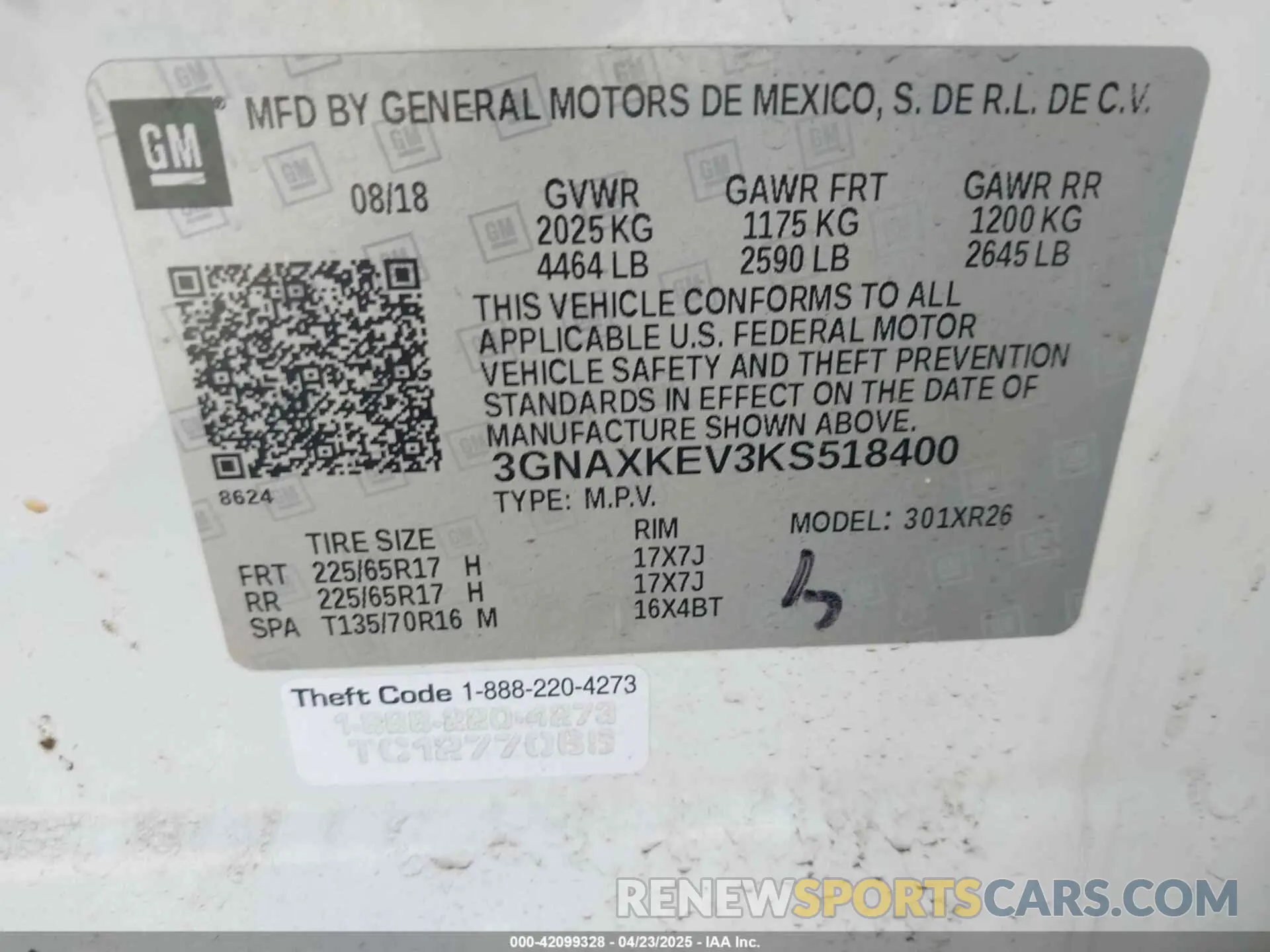 9 Photograph of a damaged car 3GNAXKEV3KS518400 CHEVROLET EQUINOX 2019