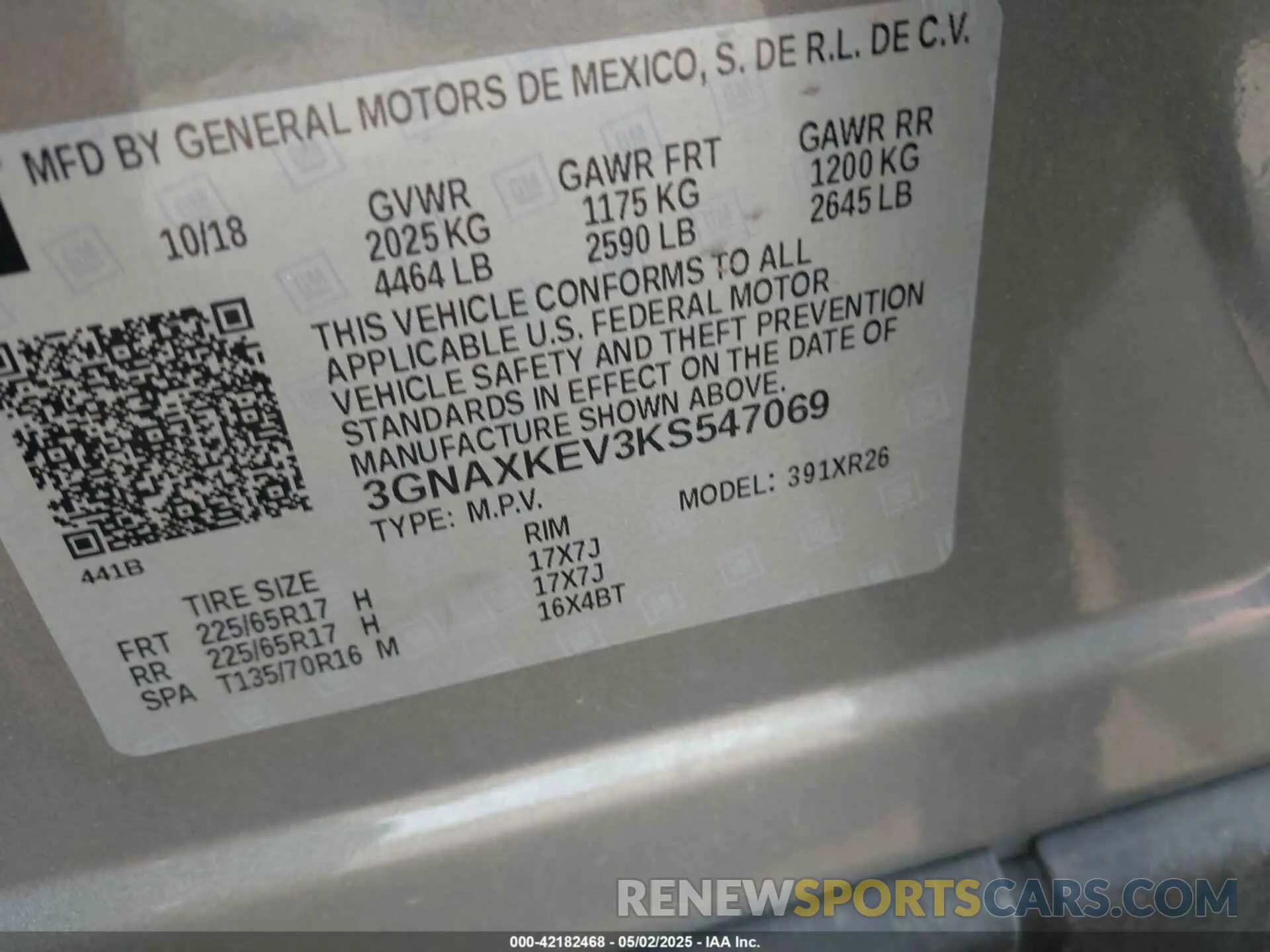 9 Photograph of a damaged car 3GNAXKEV3KS547069 CHEVROLET EQUINOX 2019