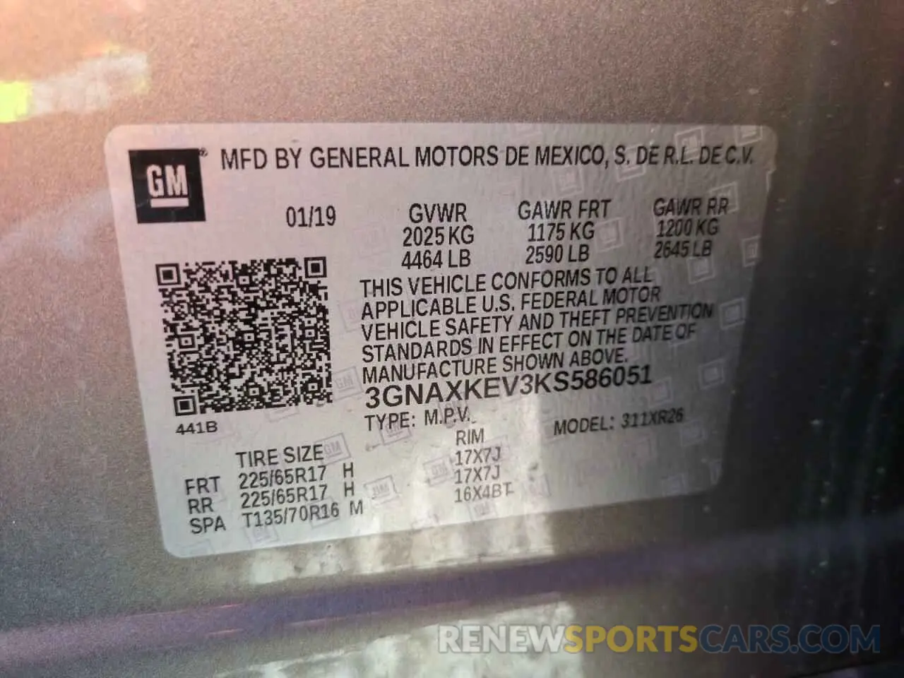 12 Photograph of a damaged car 3GNAXKEV3KS586051 CHEVROLET EQUINOX 2019