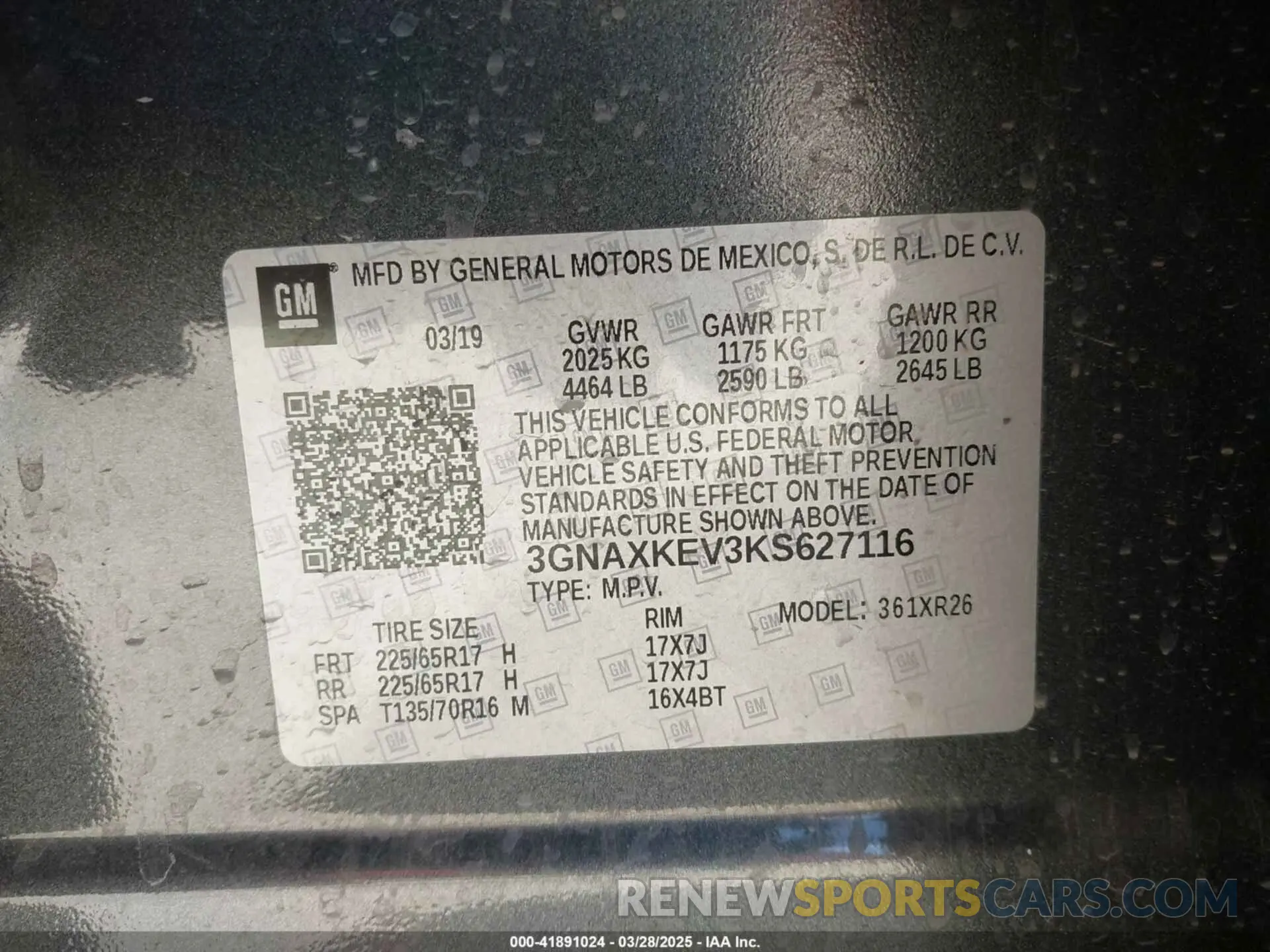 9 Photograph of a damaged car 3GNAXKEV3KS627116 CHEVROLET EQUINOX 2019