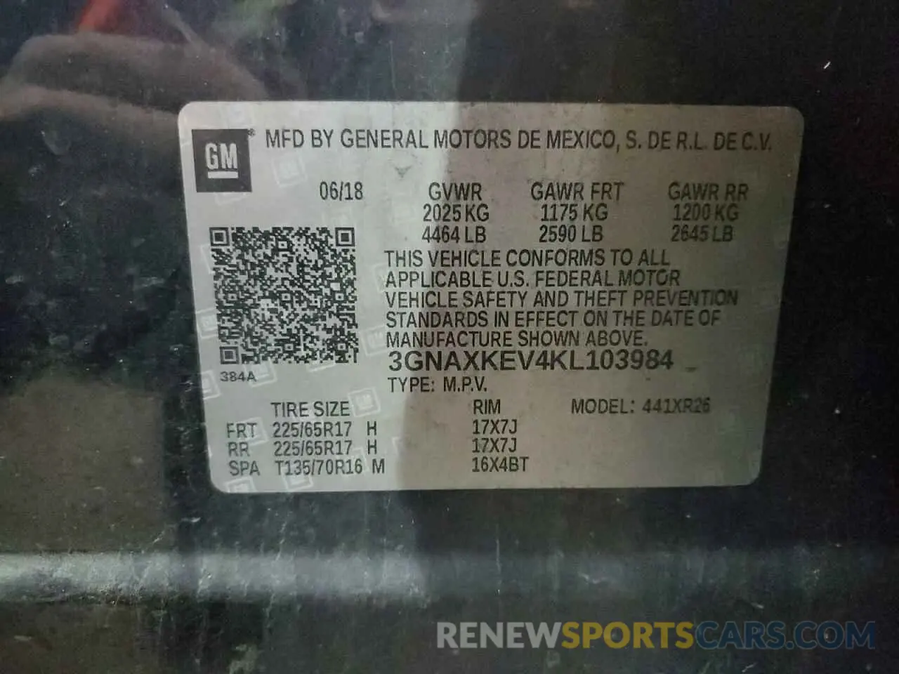 13 Photograph of a damaged car 3GNAXKEV4KL103984 CHEVROLET EQUINOX 2019
