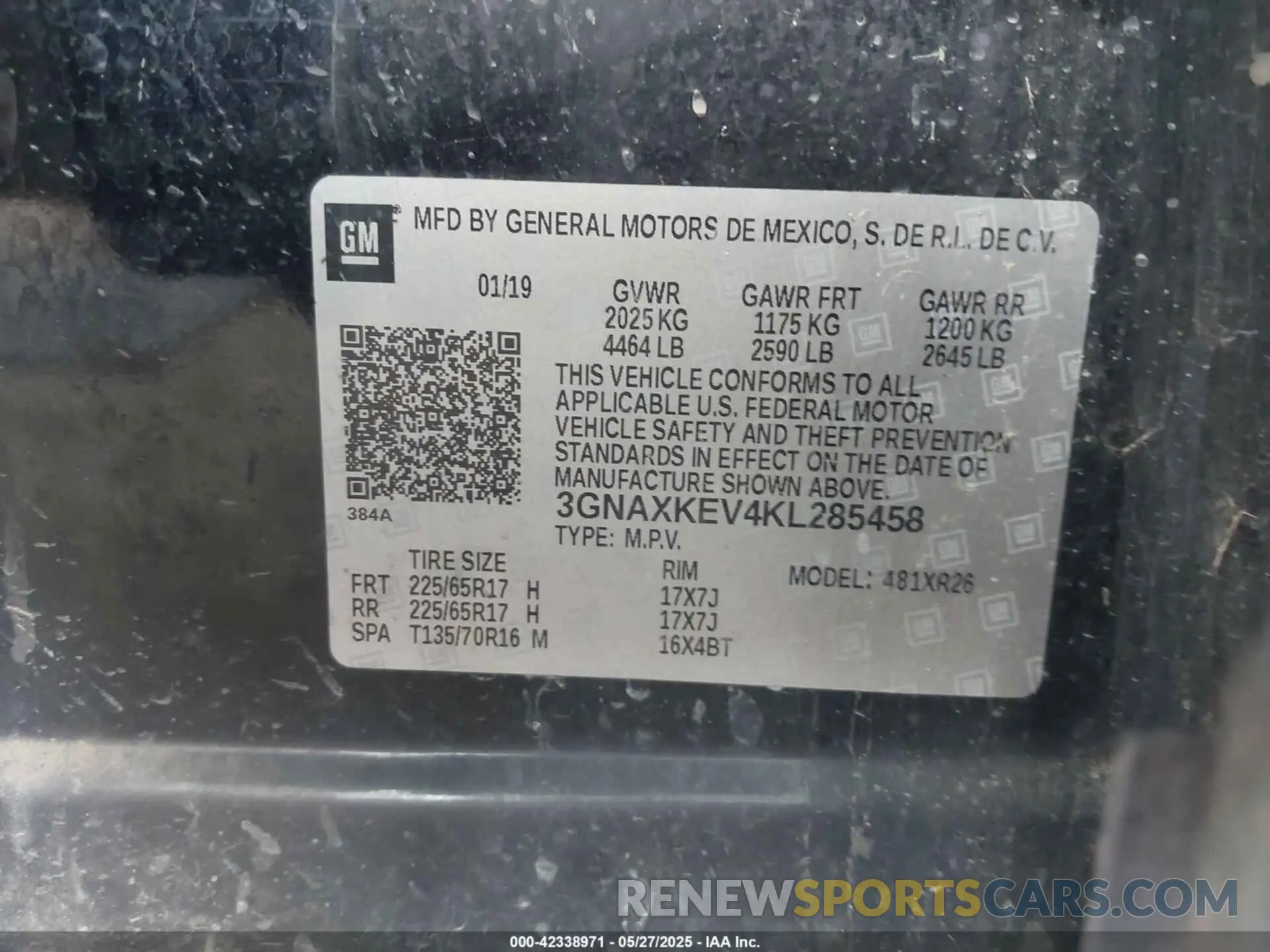 9 Photograph of a damaged car 3GNAXKEV4KL285458 CHEVROLET EQUINOX 2019