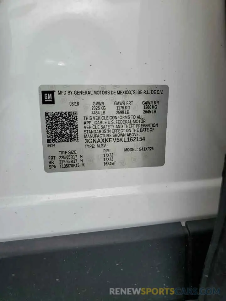 13 Photograph of a damaged car 3GNAXKEV5KL162154 CHEVROLET EQUINOX 2019
