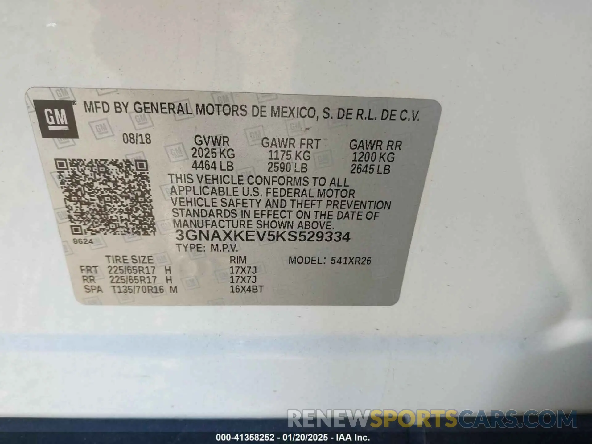 9 Photograph of a damaged car 3GNAXKEV5KS529334 CHEVROLET EQUINOX 2019