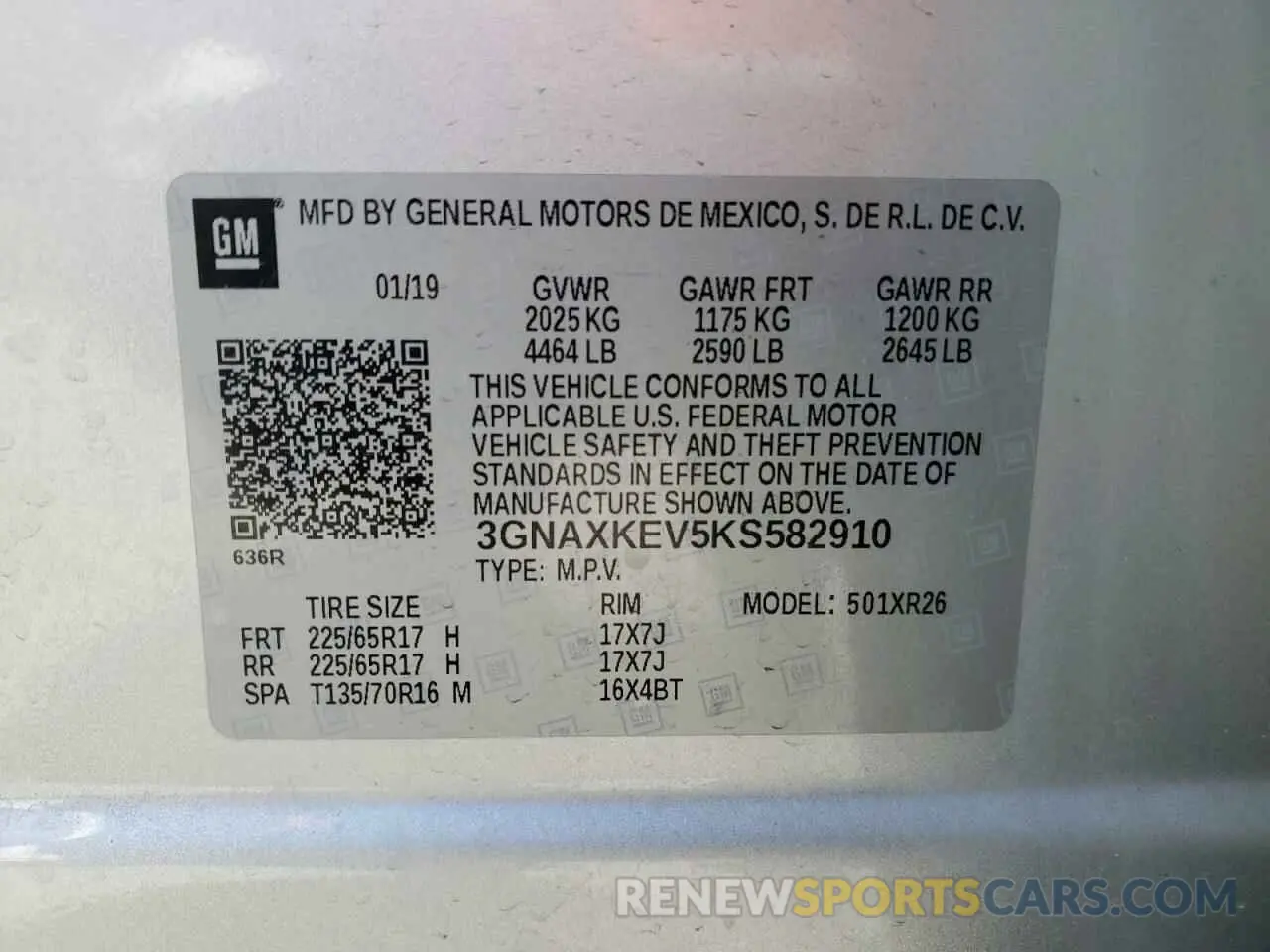 14 Photograph of a damaged car 3GNAXKEV5KS582910 CHEVROLET EQUINOX 2019