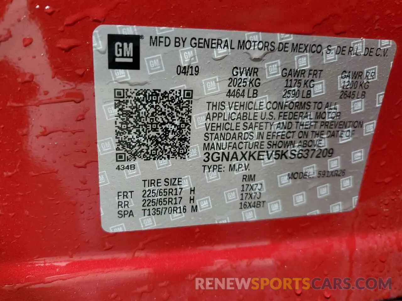 13 Photograph of a damaged car 3GNAXKEV5KS637209 CHEVROLET EQUINOX 2019
