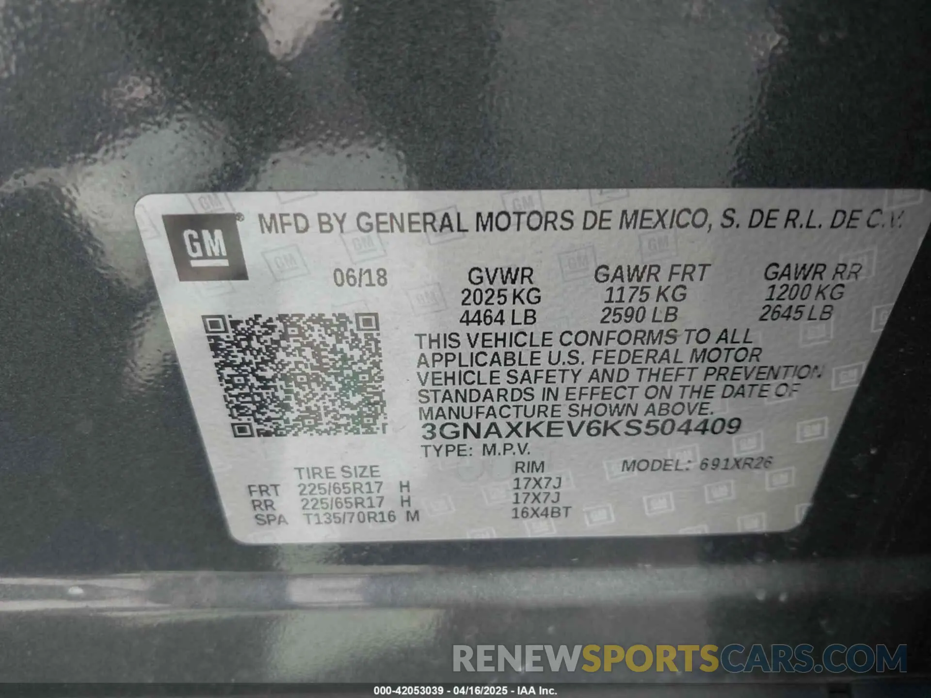 9 Photograph of a damaged car 3GNAXKEV6KS504409 CHEVROLET EQUINOX 2019