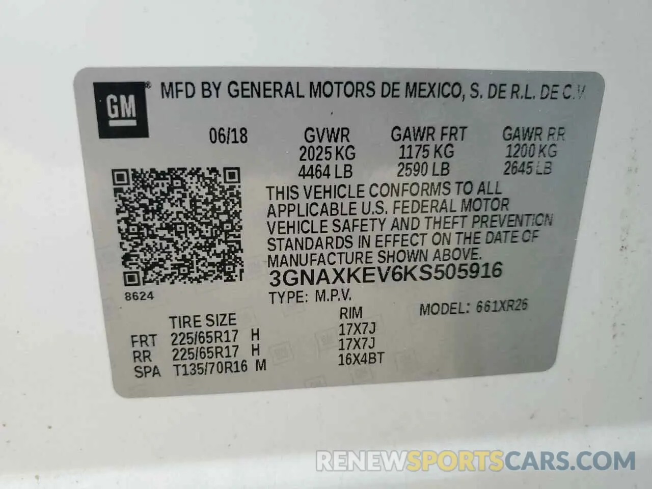 13 Photograph of a damaged car 3GNAXKEV6KS505916 CHEVROLET EQUINOX 2019