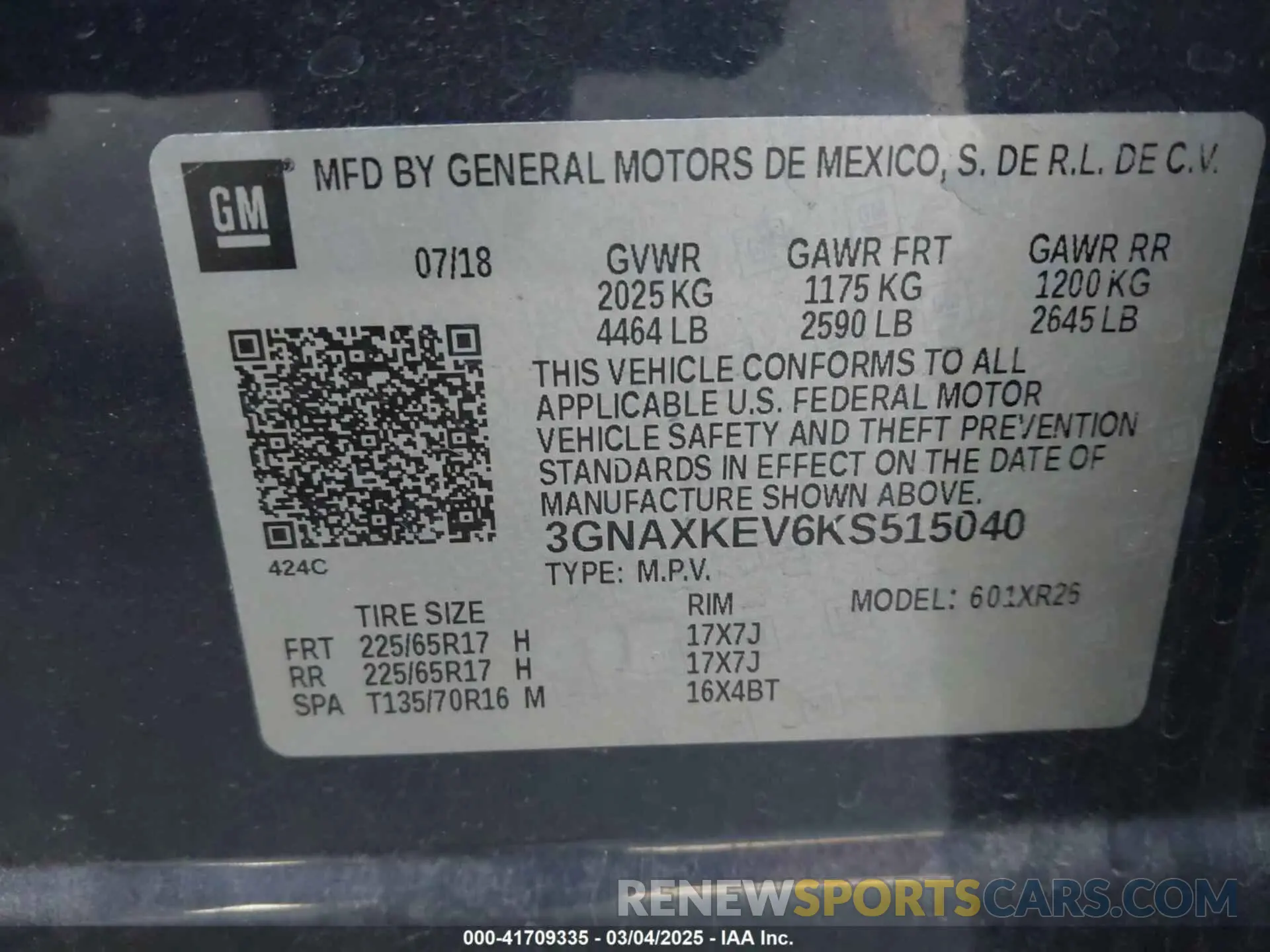 9 Photograph of a damaged car 3GNAXKEV6KS515040 CHEVROLET EQUINOX 2019