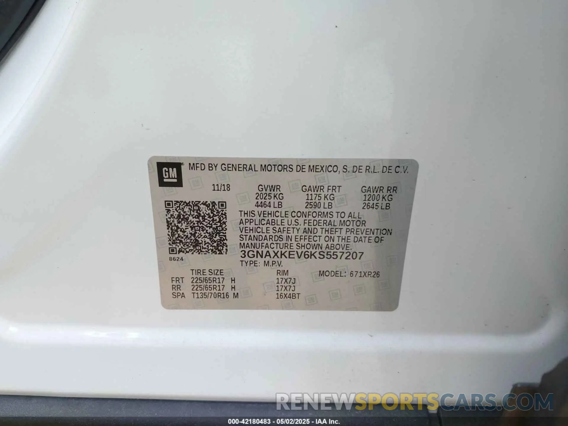 9 Photograph of a damaged car 3GNAXKEV6KS557207 CHEVROLET EQUINOX 2019
