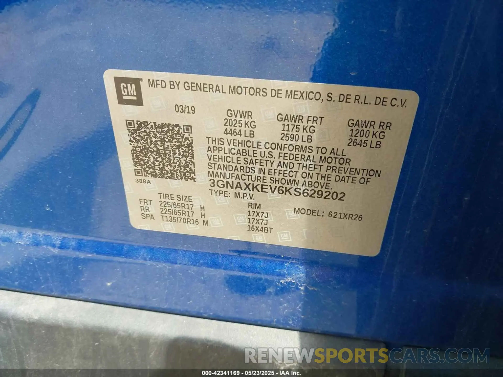 9 Photograph of a damaged car 3GNAXKEV6KS629202 CHEVROLET EQUINOX 2019