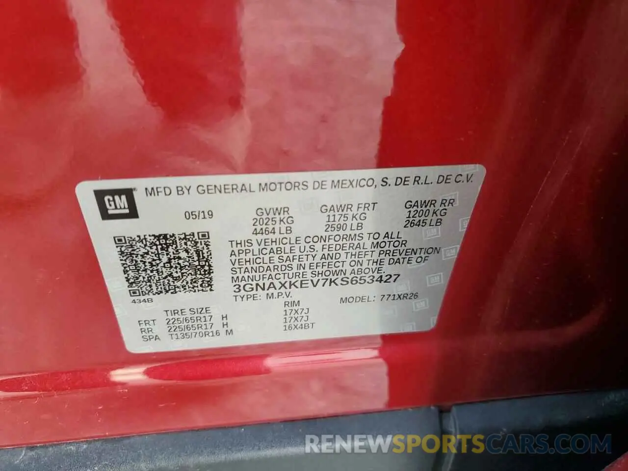 15 Photograph of a damaged car 3GNAXKEV7KS653427 CHEVROLET EQUINOX 2019