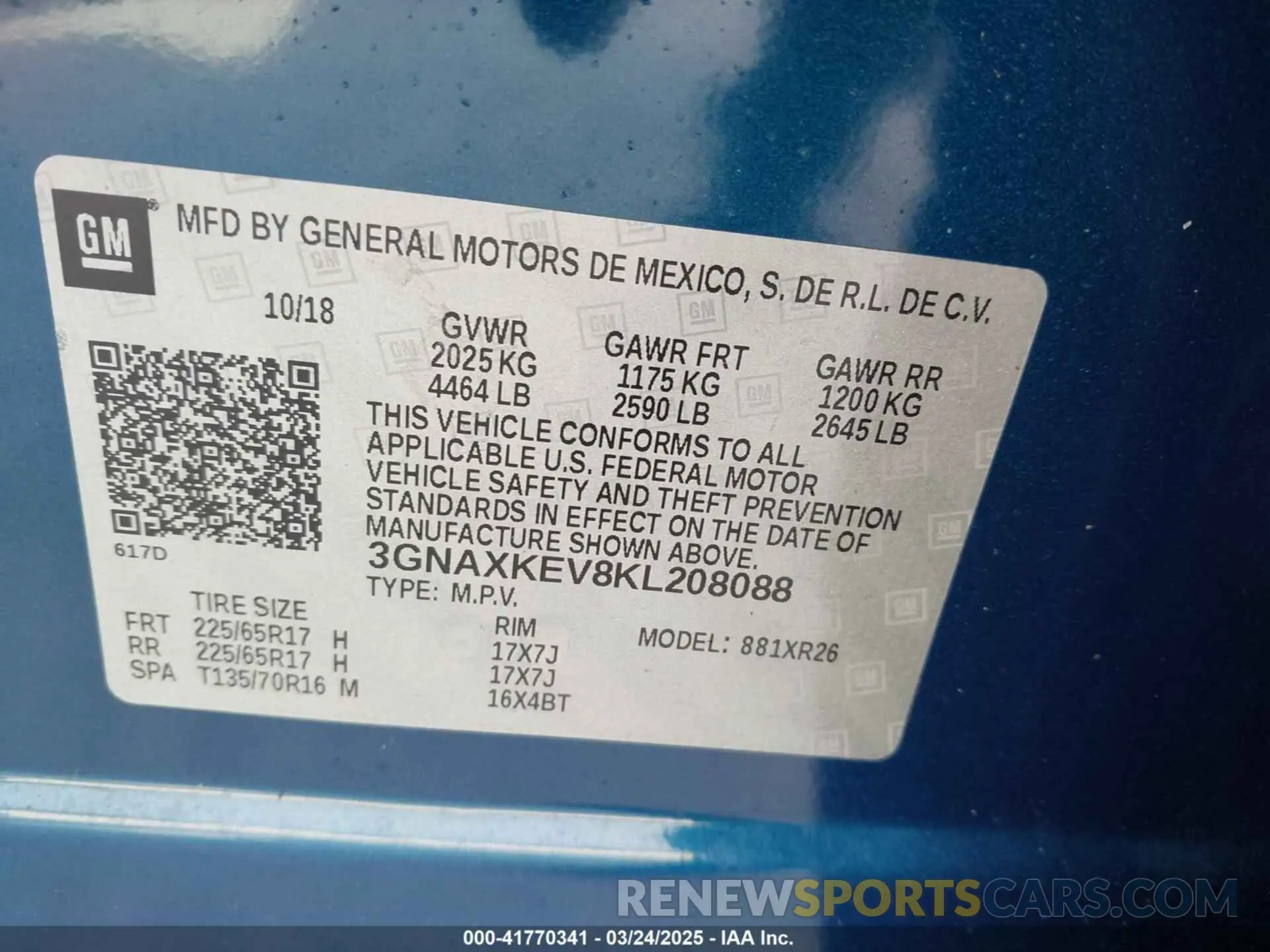 9 Photograph of a damaged car 3GNAXKEV8KL208088 CHEVROLET EQUINOX 2019