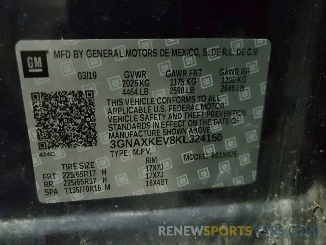 13 Photograph of a damaged car 3GNAXKEV8KL324150 CHEVROLET EQUINOX 2019