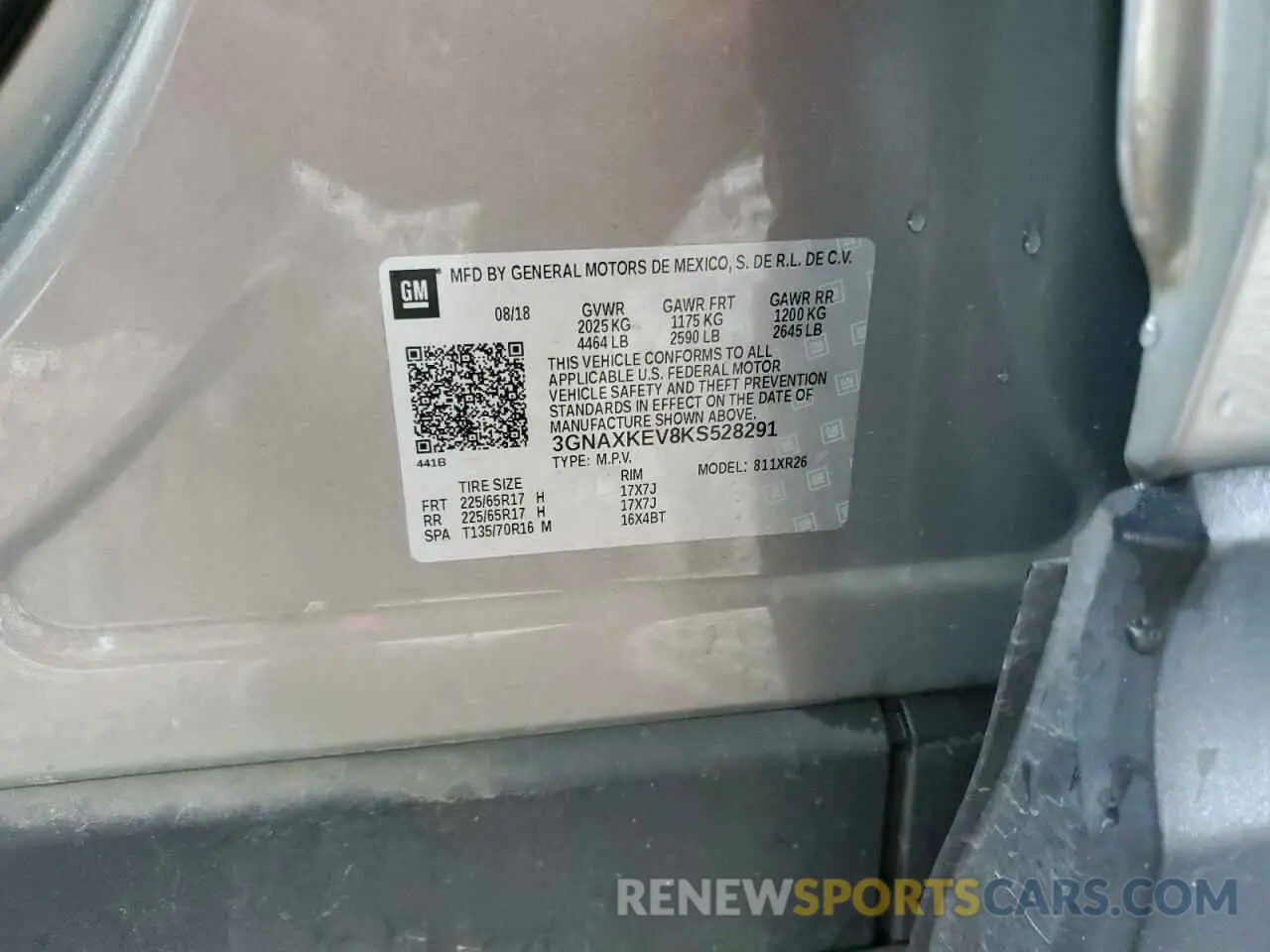 15 Photograph of a damaged car 3GNAXKEV8KS528291 CHEVROLET EQUINOX 2019