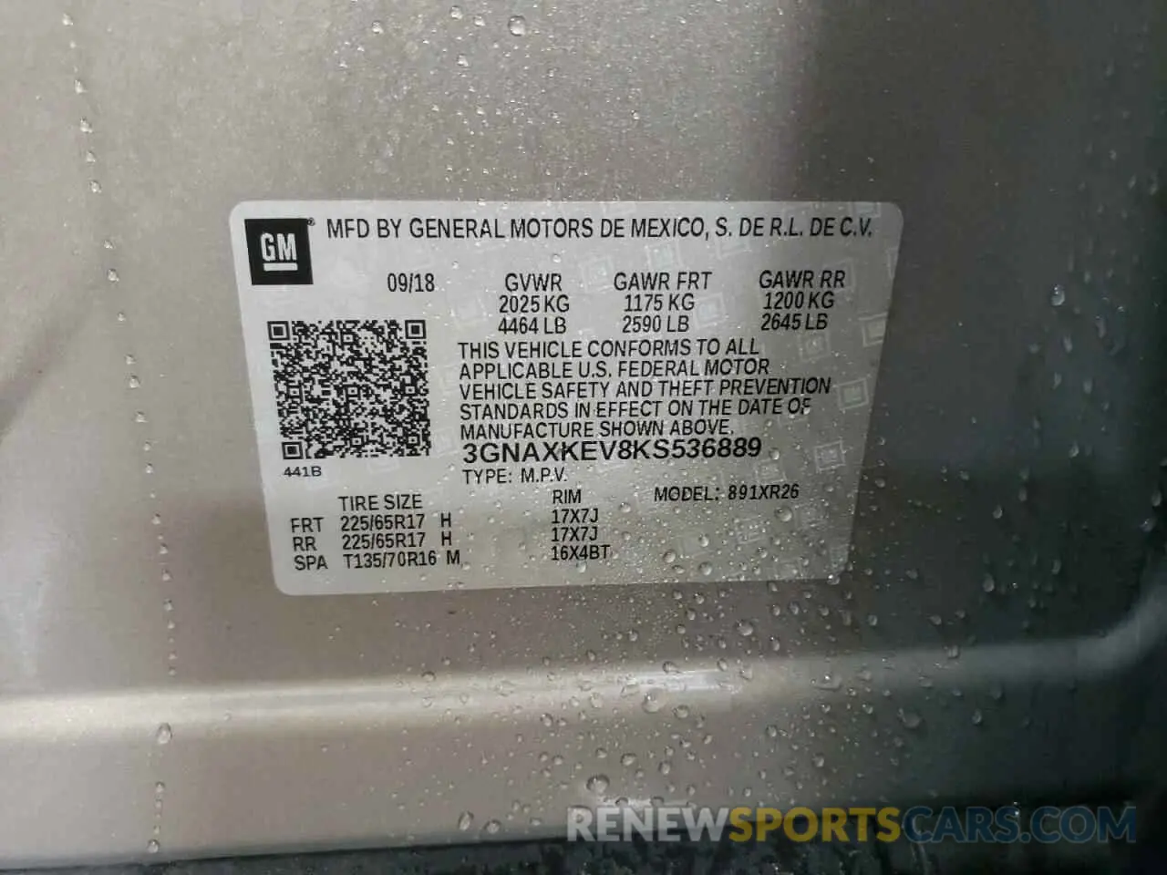 13 Photograph of a damaged car 3GNAXKEV8KS536889 CHEVROLET EQUINOX 2019