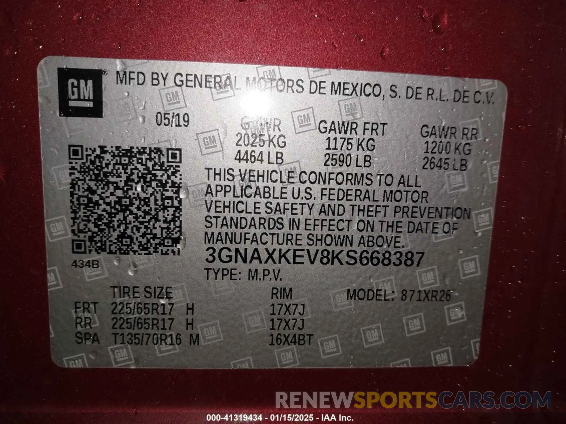 9 Photograph of a damaged car 3GNAXKEV8KS668387 CHEVROLET EQUINOX 2019
