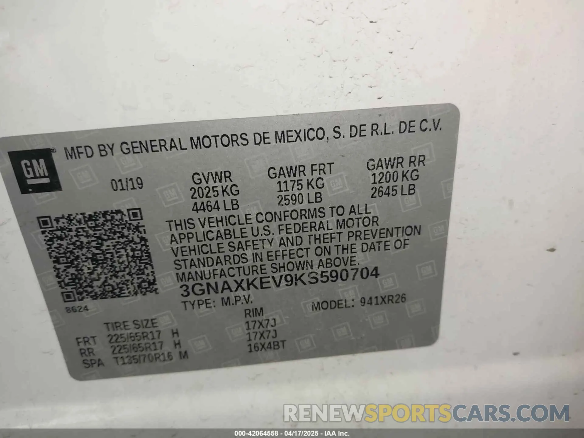 9 Photograph of a damaged car 3GNAXKEV9KS590704 CHEVROLET EQUINOX 2019