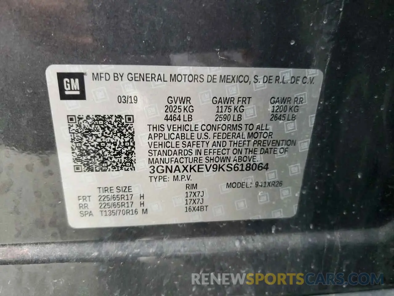 13 Photograph of a damaged car 3GNAXKEV9KS618064 CHEVROLET EQUINOX 2019