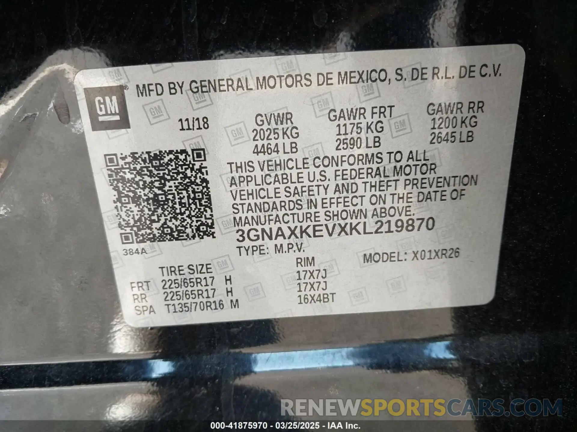 9 Photograph of a damaged car 3GNAXKEVXKL219870 CHEVROLET EQUINOX 2019