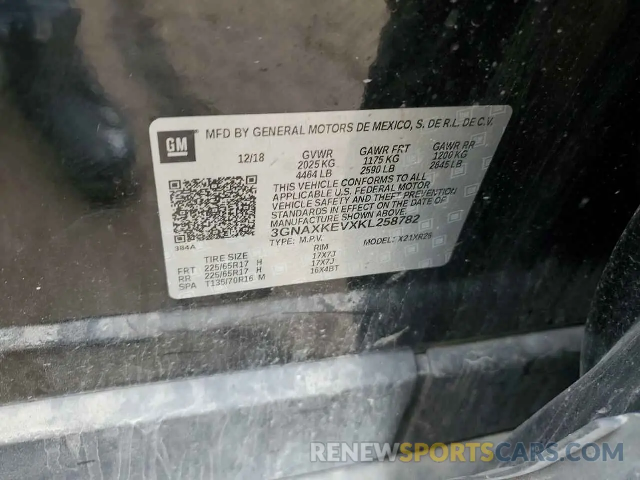 12 Photograph of a damaged car 3GNAXKEVXKL258782 CHEVROLET EQUINOX 2019