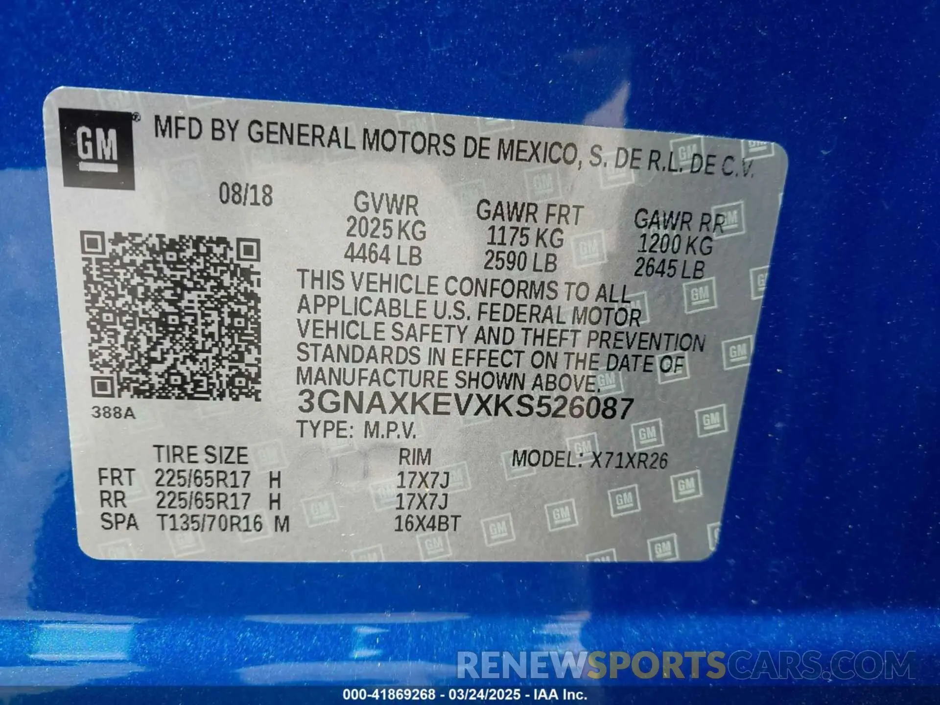 9 Photograph of a damaged car 3GNAXKEVXKS526087 CHEVROLET EQUINOX 2019