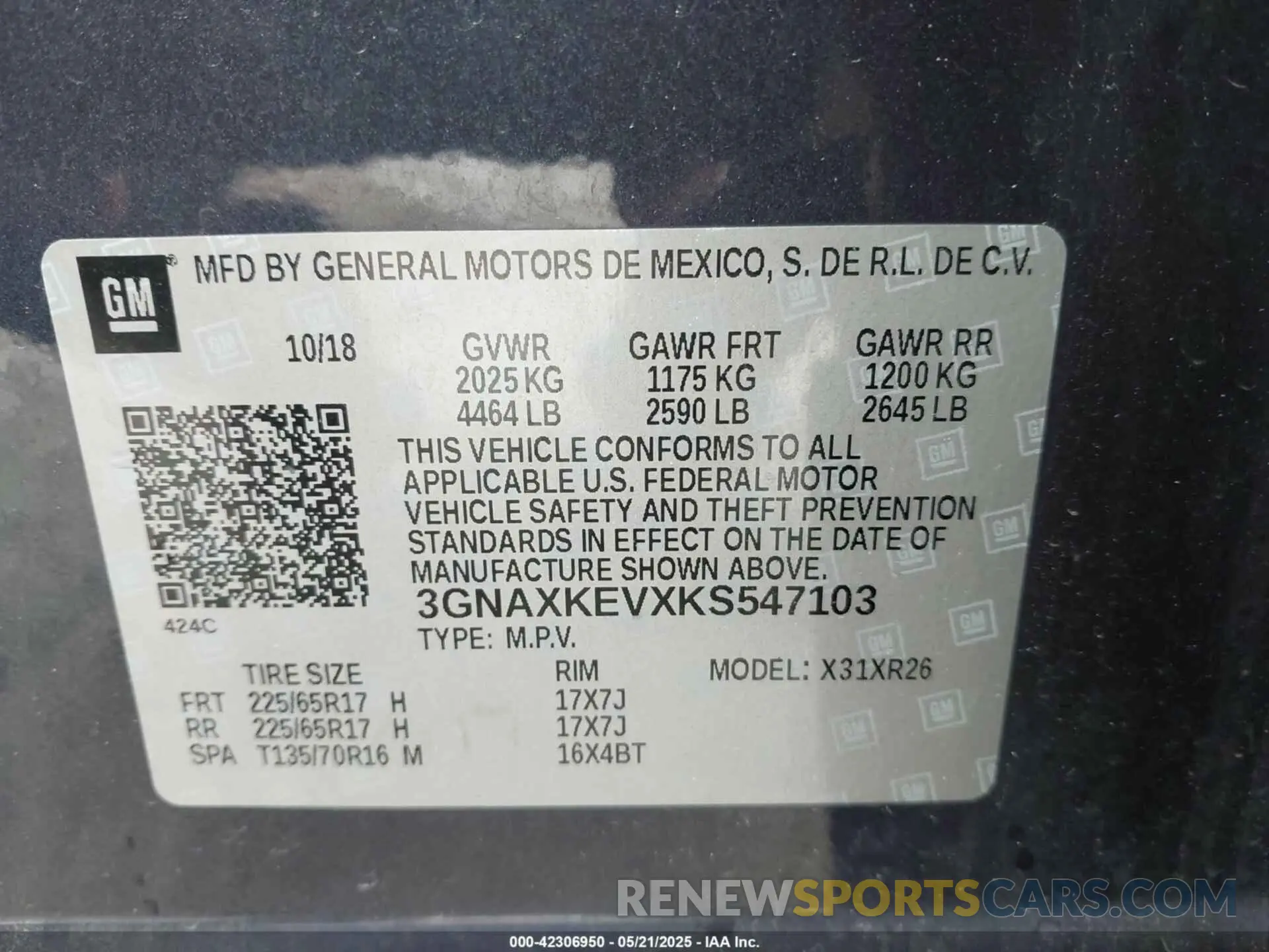 9 Photograph of a damaged car 3GNAXKEVXKS547103 CHEVROLET EQUINOX 2019