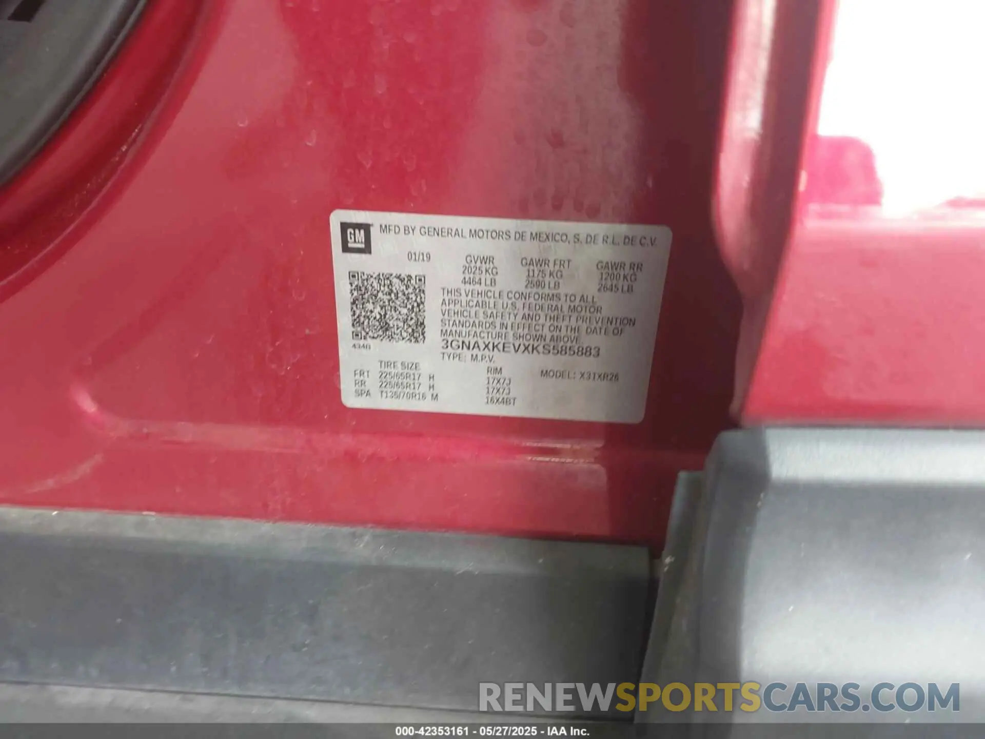 9 Photograph of a damaged car 3GNAXKEVXKS585883 CHEVROLET EQUINOX 2019