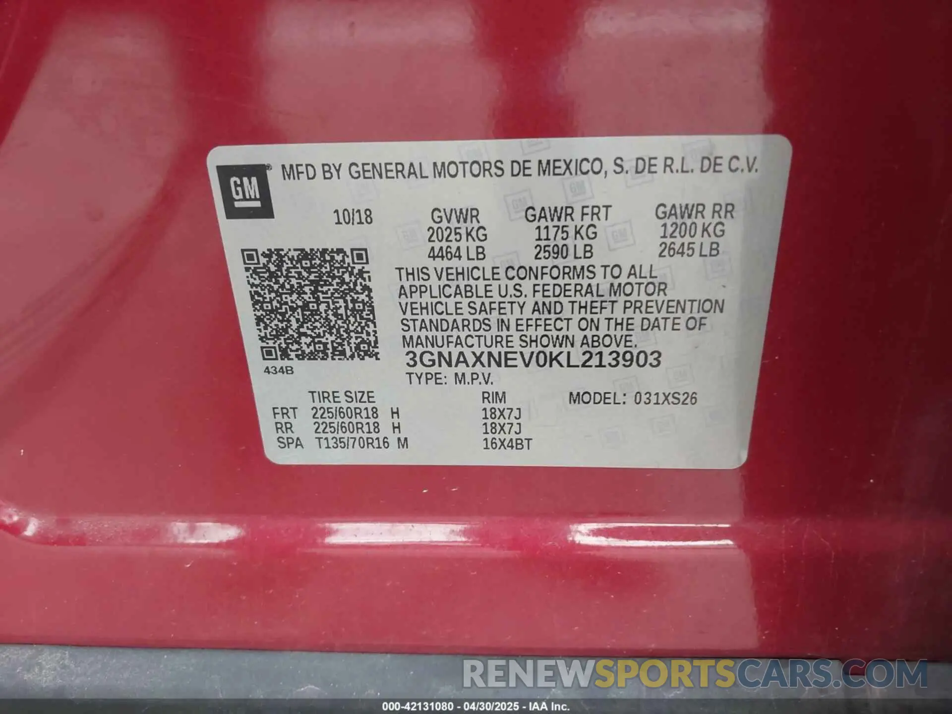 9 Photograph of a damaged car 3GNAXNEV0KL213903 CHEVROLET EQUINOX 2019