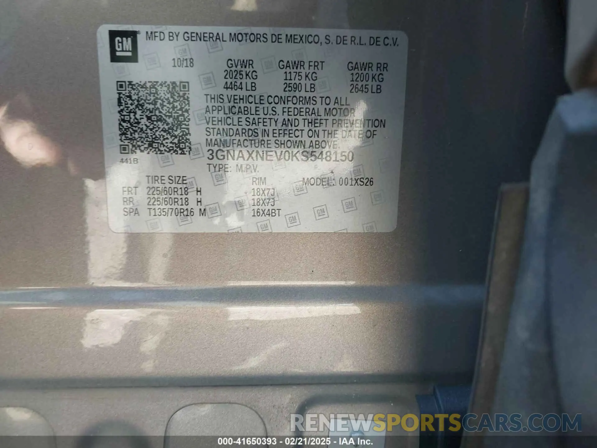 9 Photograph of a damaged car 3GNAXNEV0KS548150 CHEVROLET EQUINOX 2019