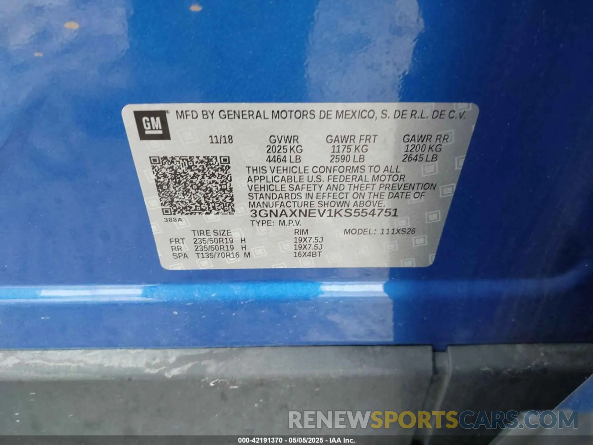 9 Photograph of a damaged car 3GNAXNEV1KS554751 CHEVROLET EQUINOX 2019