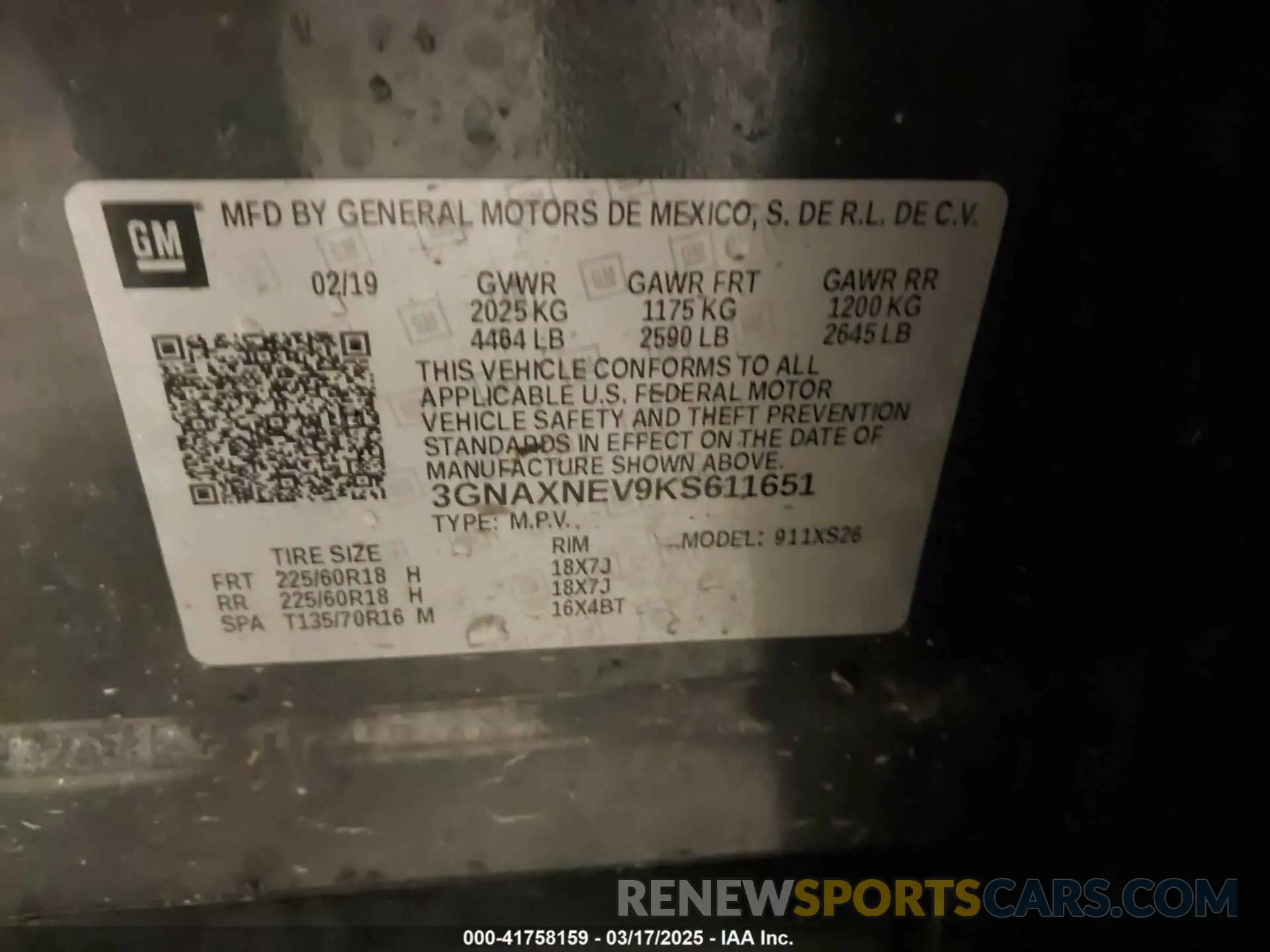 9 Photograph of a damaged car 3GNAXNEV9KS611651 CHEVROLET EQUINOX 2019