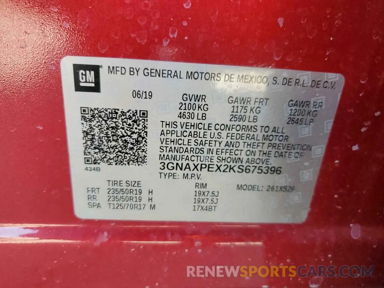 13 Photograph of a damaged car 3GNAXPEX2KS675396 CHEVROLET EQUINOX 2019